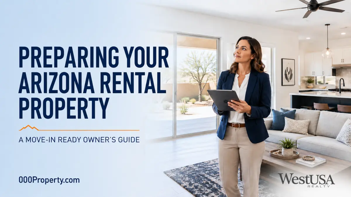 Property manager preparing an Arizona rental home for new tenants