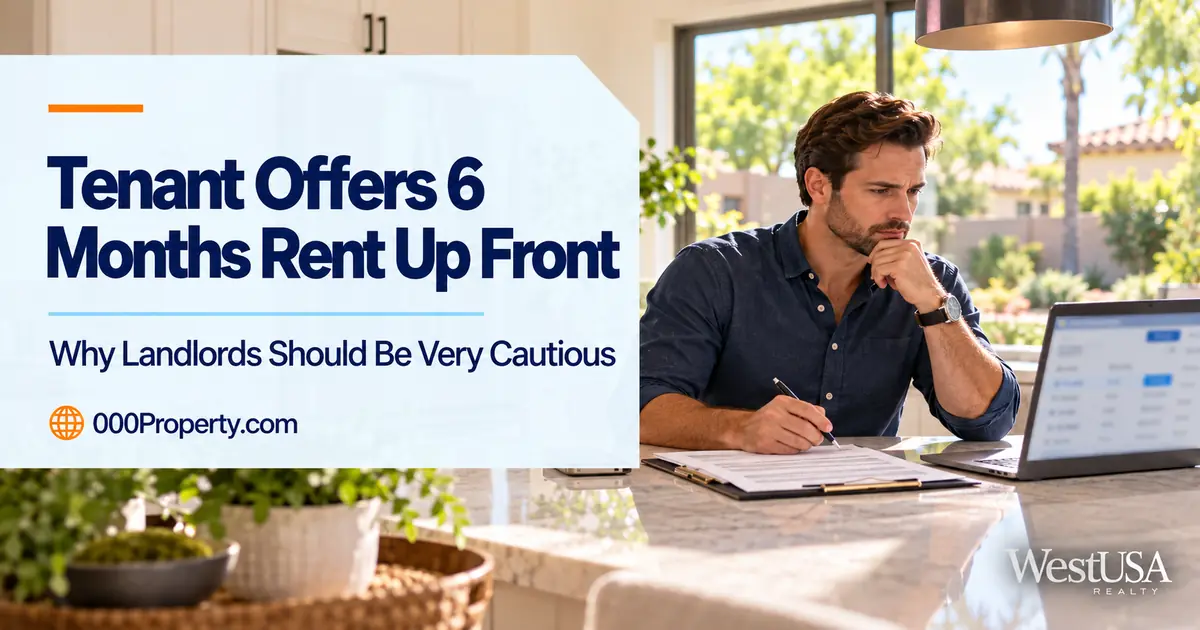 Gilbert rental owner reviewing lease documents after a tenant offers six months of rent up front